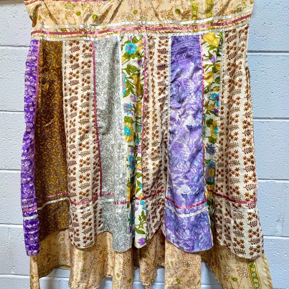 Reversible Indian Silk Wrap Skirt - Boho Floral Midi Skirt